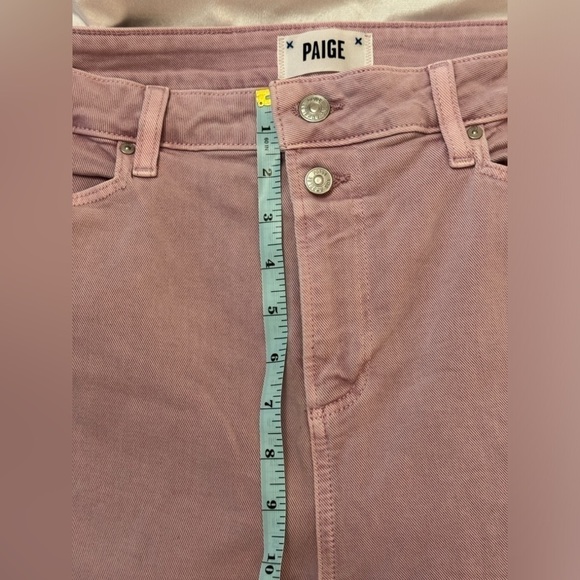Paige Cindy straight jeans, high rise, raw hem, faded rose color, size 33 - Picture 8 of 12